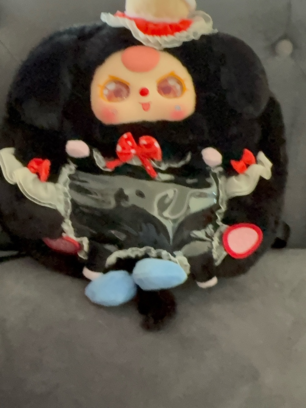 Baby Three 400% Itabag Backpack Plush Series Black Berry Piggy Special Eyes